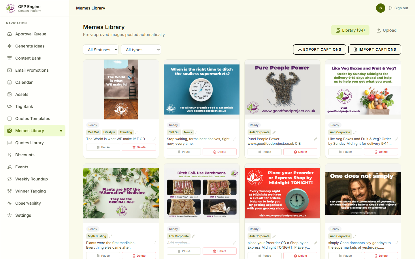 Good Food Project memes library